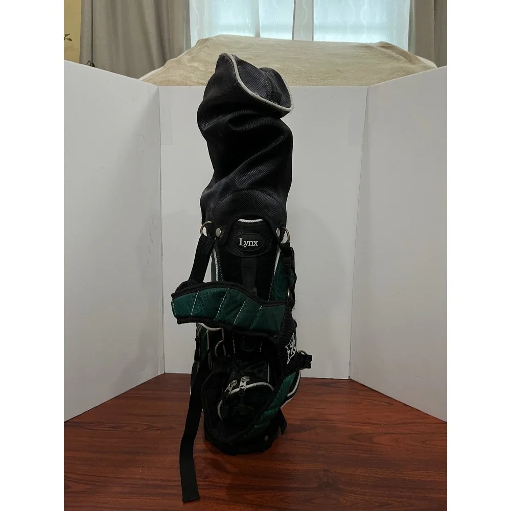 Lynx 3 Way Golf Stand Bag Black Green Lightweight‎ With Golf Clubs Bag Youth